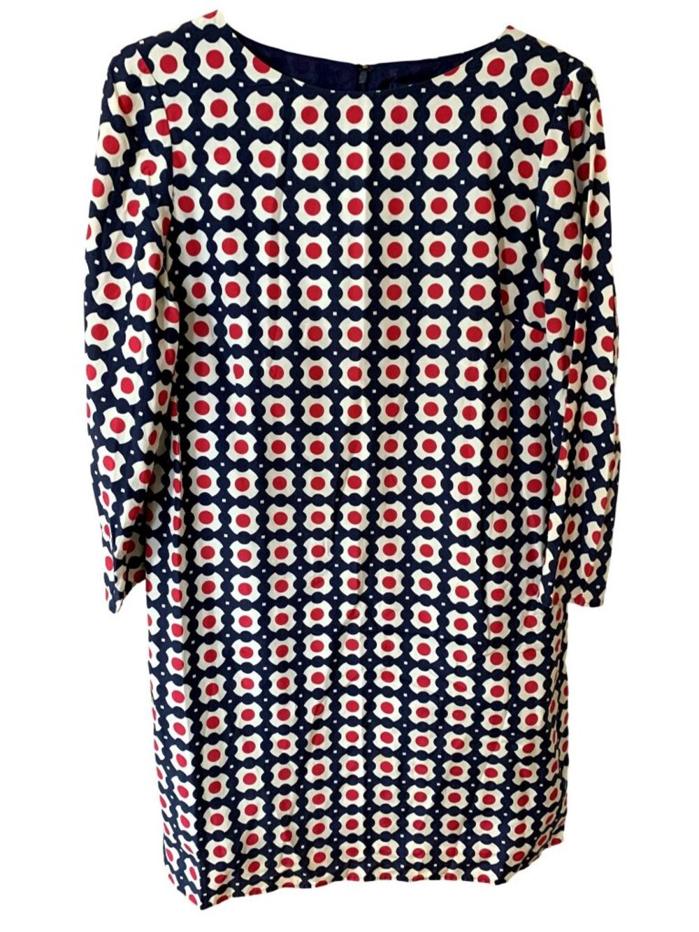 Brooks Brothers Sz 8 Italy Silk Blend Shift Dress Geometric Mod Print Career